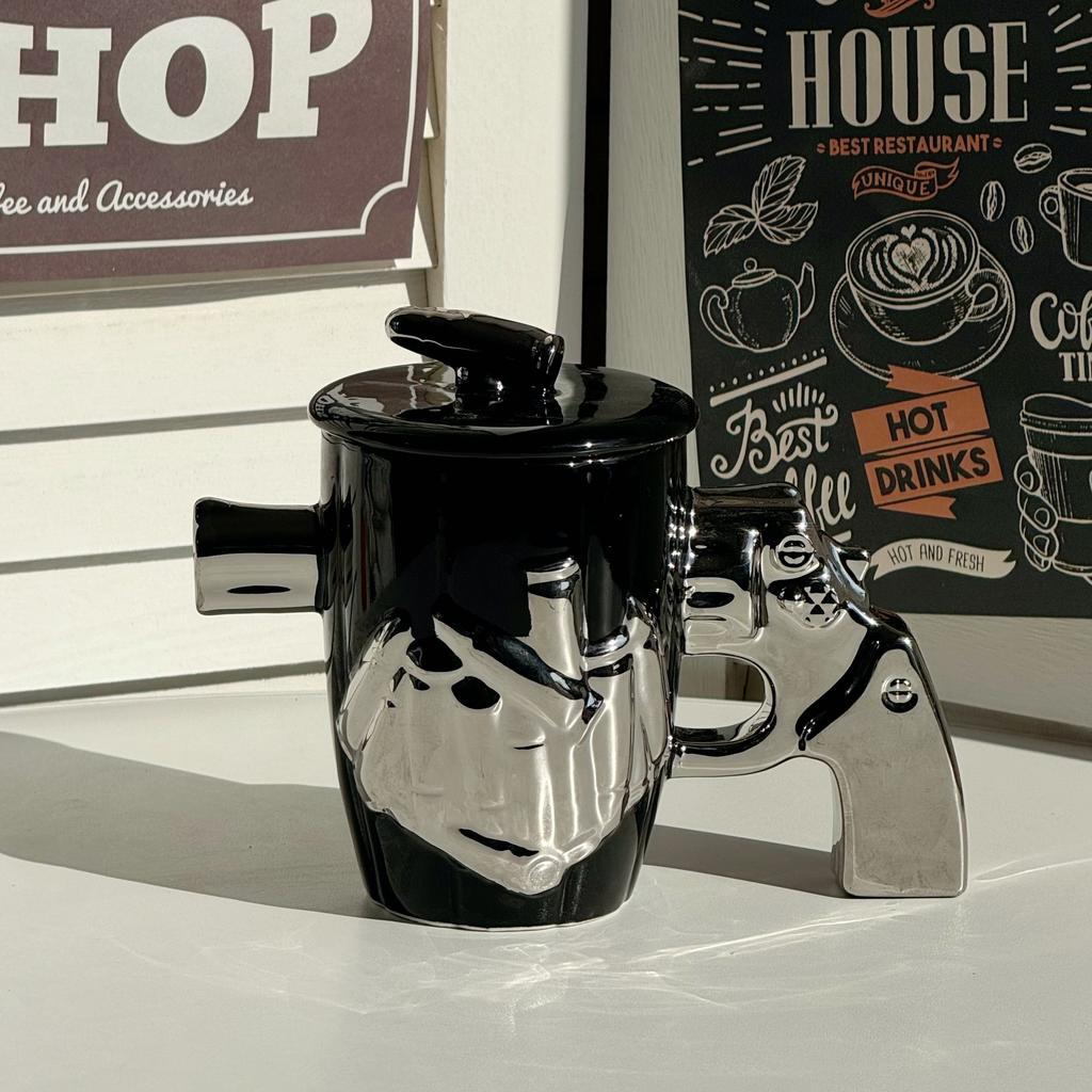 Revolver Bizarre Tassen Jungen Tee Kaffee Tassen Keramik Wasser Tassen Abstrakt Lustig Geburtstagsgeschenke