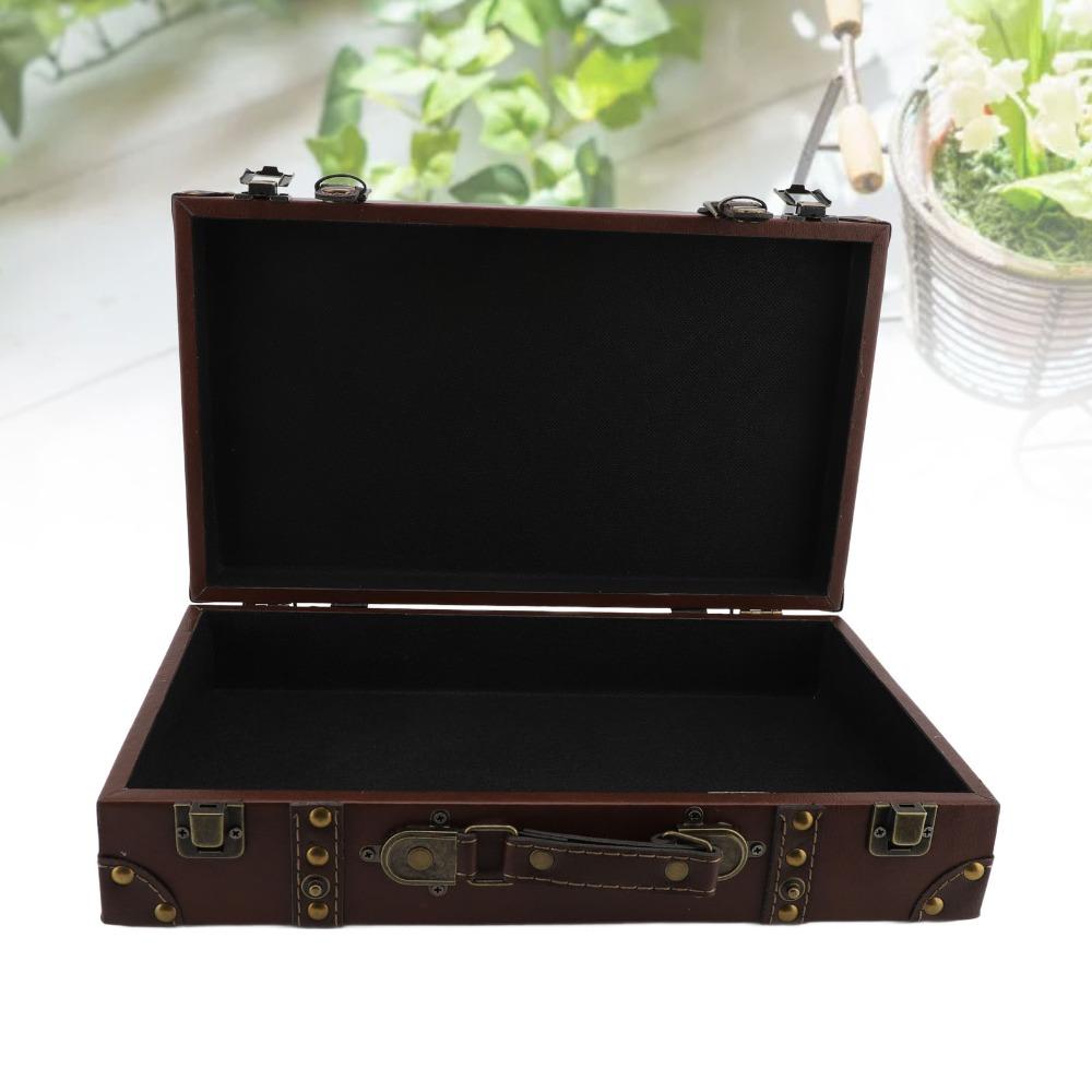 Leather Decorative Luggage Trunk Wood Multi-purpose Organizer Wooden Storage Box For Photography