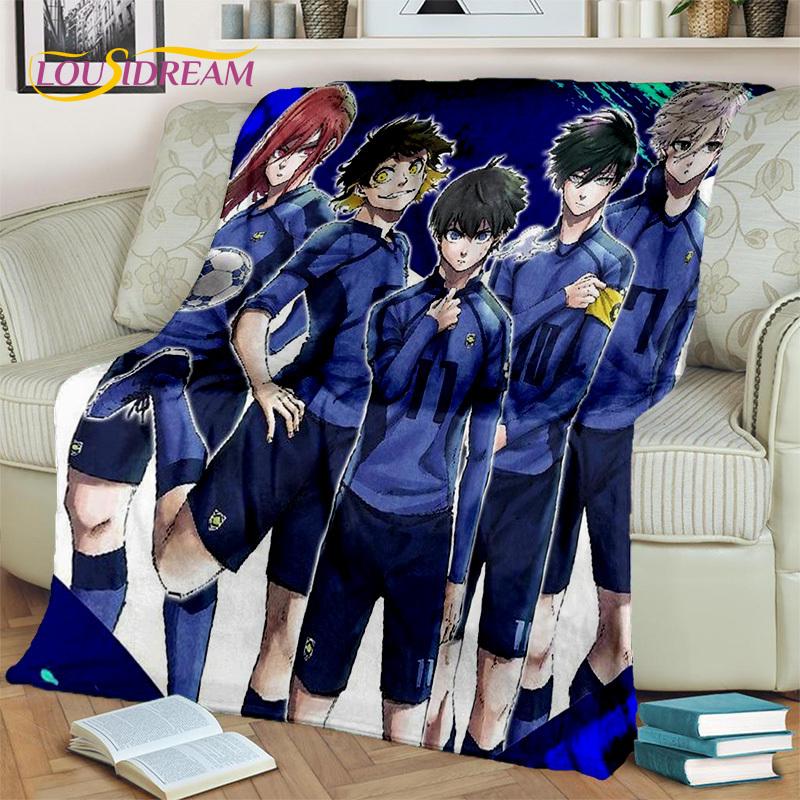 3D Blue Lock Cartoon Football Anime Blanket,Soft Throw Blanket for Home Bedroom Bed Sofa Picnic Travel Office Cover Blanket Kids