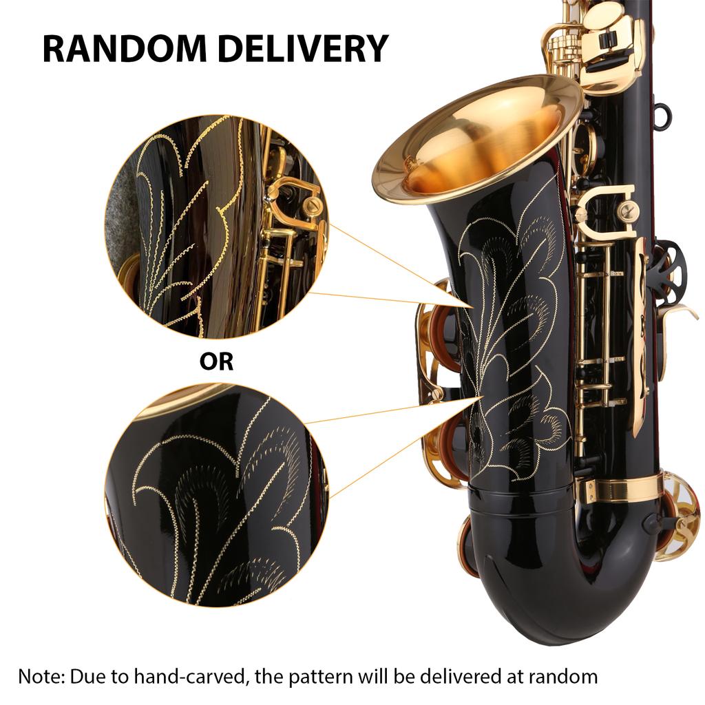 Saxophone Black Paint E Flat Sax for Beginner Student Intermediate Player Brass Eb Alto Saxophone with Mouthpiece