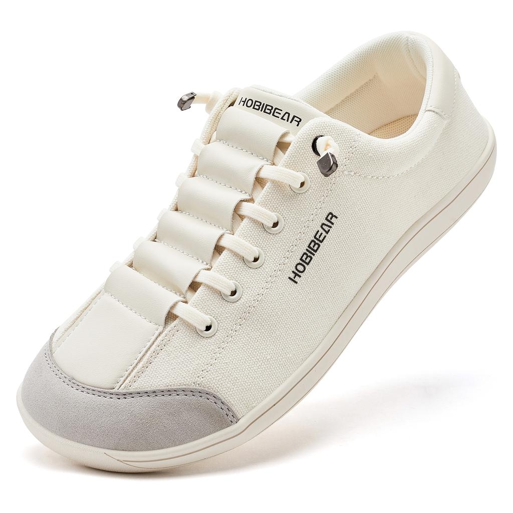 Wide Toe Barefoot Shoes for Unisex Minimalist Artificial Leather Sneakers Lightweight Adjustable Slip On Walking Shoes