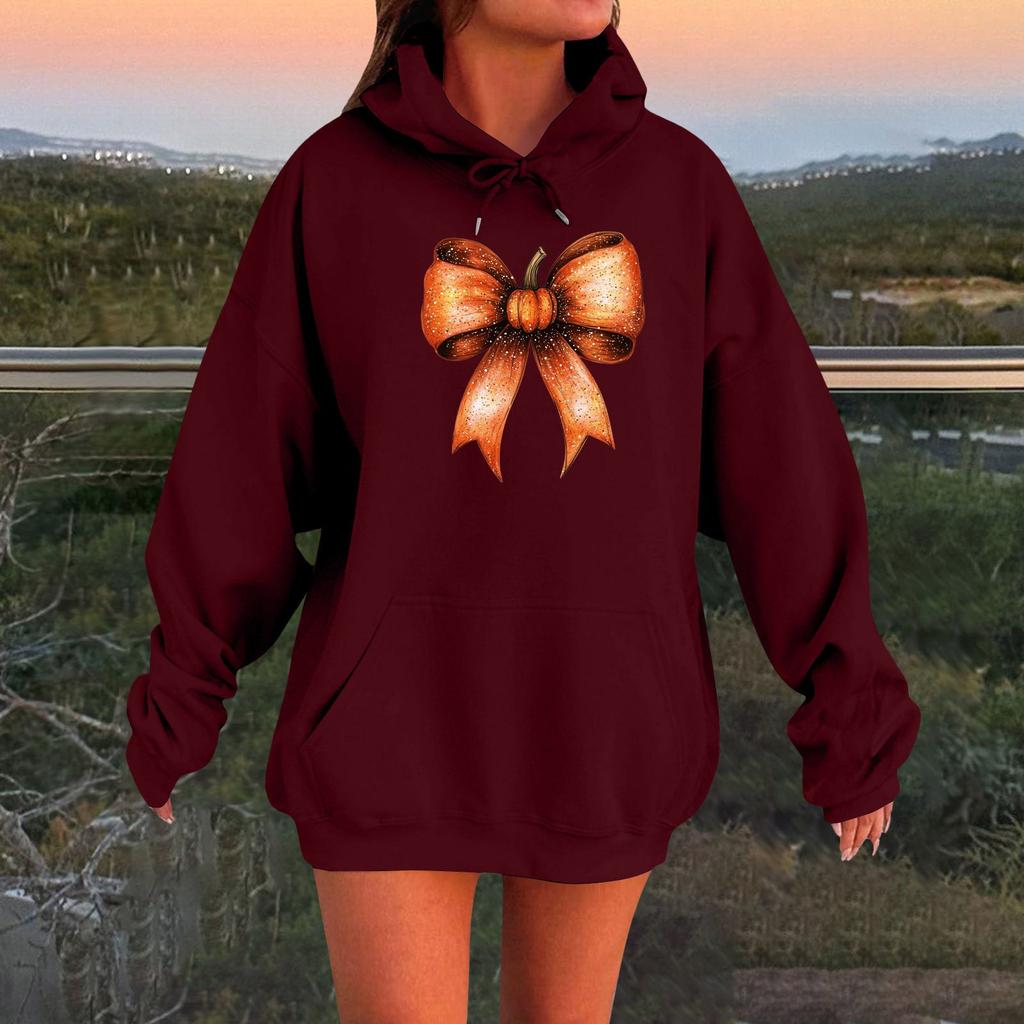 Women's Long-sleeved  Oversized Dropped Shoulder Sleeves Women's Hooded Halloween Print Plush Sweatshirt