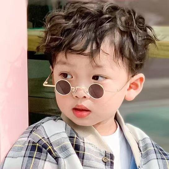 Round Baby Sunglasses Trendy UV Protection Glasses for Boys Girls Children Fashion Cute Sun Glasses for Kids Aged 0-3 Years