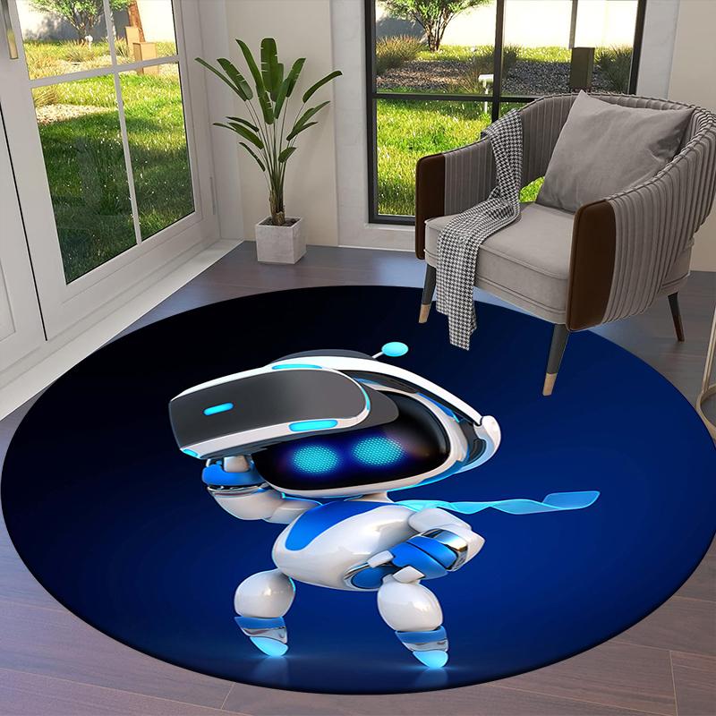 ASTRO BOT Runder Teppich, Teppich für Wohnzimmer Schlafzimmer Sofa Spielzimmer Dekoration, Rutschfeste Bodenmatte