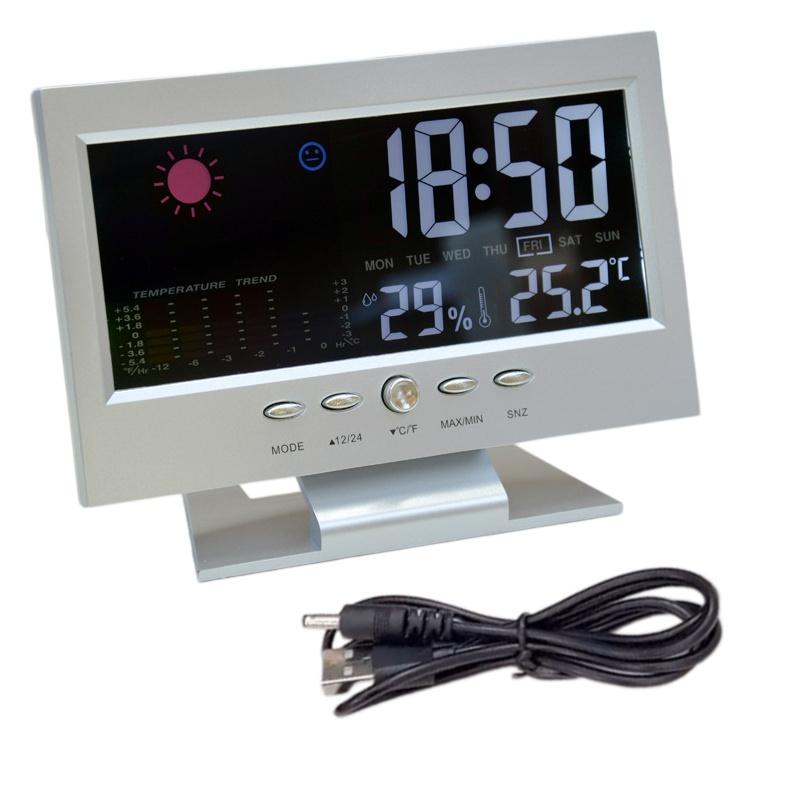 1 Set Thermometer Hygrometer Calendar Digital LCD Display Temperature And Humidity Meter Multi-functional Weather Station Clock