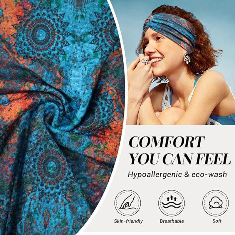 Boho styl Dámská široká čelenka Retro čelenka Elastický měkký turban Uzlovaný Vhodný na jógu Vlasové doplňky