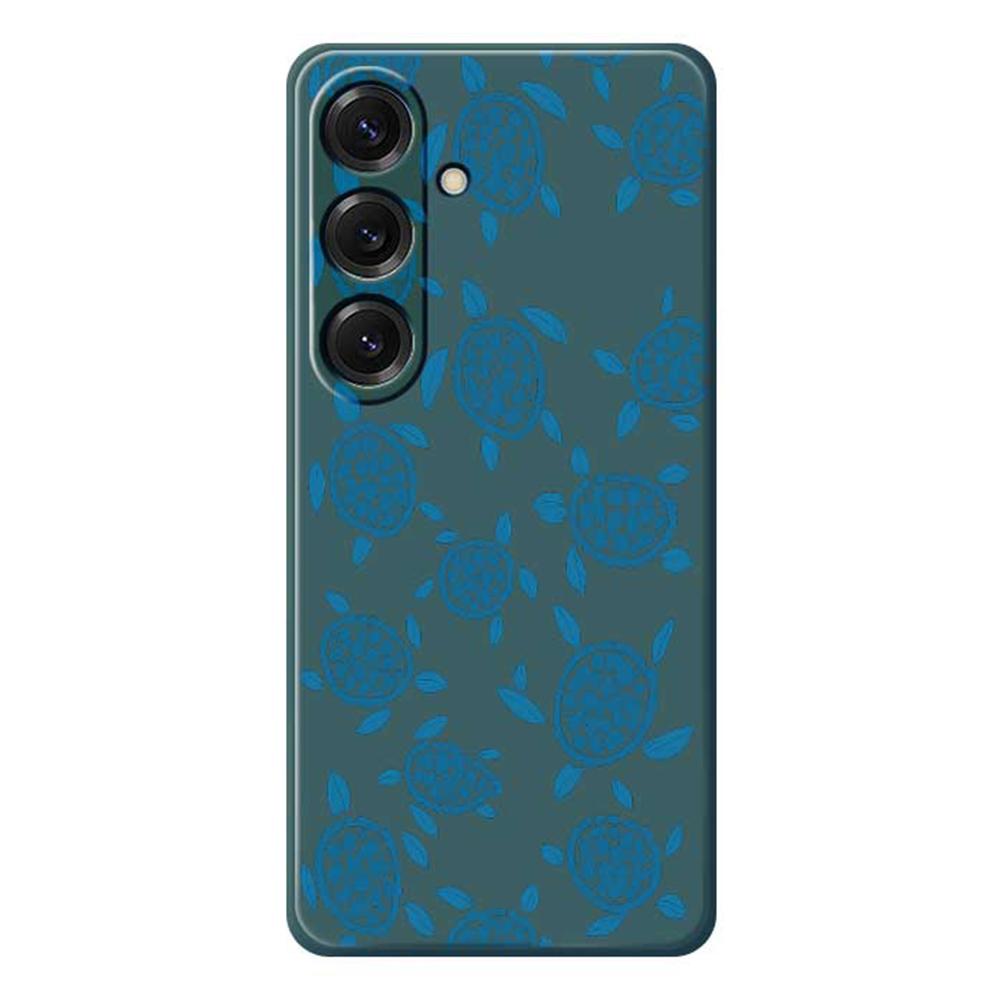 For Samsung Galaxy S25 Case Blue Turtle Pattern Printing Straight Edge TPU Phone Back Cover