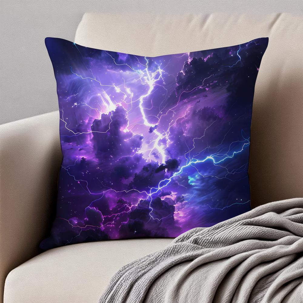 night lLightning Cushion Cover Pillowcase Antidustmite Invisible Zipper Short Plush Sofa Cushion
