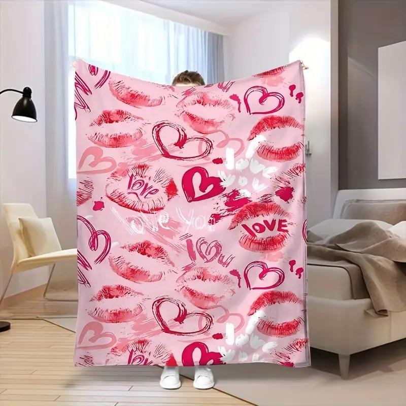 Romantic Love Series Digital-printed Polyester Bedroom Velvet Flannel Cover Blanket Fleece Soft Sofa Cover Blankets for Beds