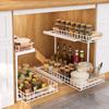 Large Capacity 2-Tier Under Sink Organizer Carbon Steel Slide Out Cabinet Storage Shelf  Bathroom