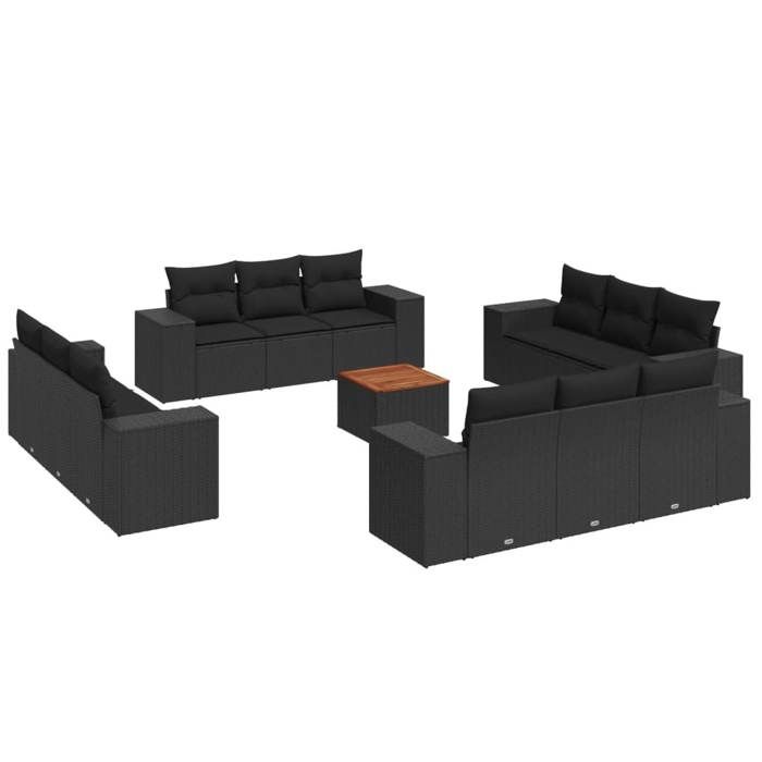 VidaXL Garden Lounge Set with Cushions 13 Pcs Black Wicker 3257707