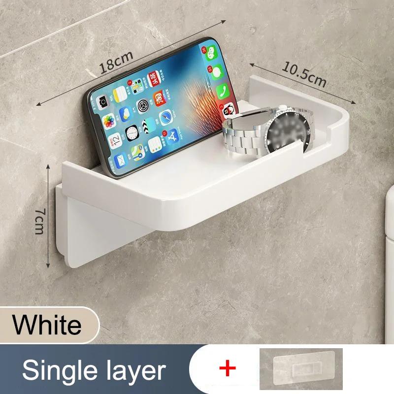 Toilet Paper Holder Plastic Storage Rack Wall Mounted Bathroom Kitchen Towel Placement Toilet Paper Roll Box Phone Storage Rack