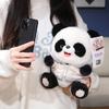 Cute And Huggable Panda Plush Doll Snuggly Stuffed Animal In Pink And Beige Colors