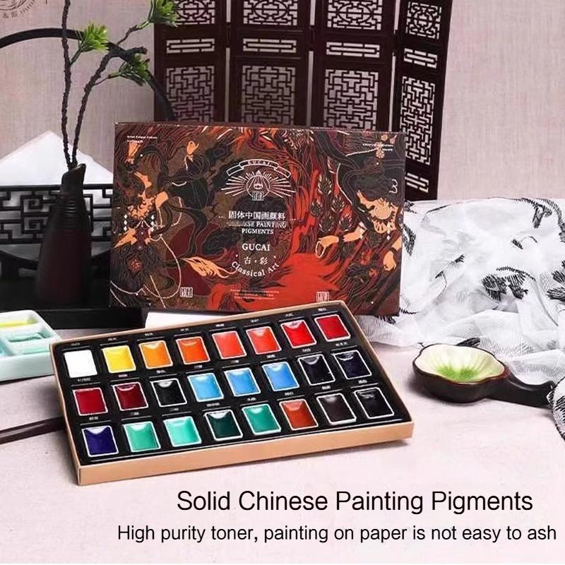 Chinesische Malpigmente 12/24 Farben Klassische Kunst Feste Pigmente Tragbar Traditionelle Chinesische Malerei Zeichenkunstbedarf