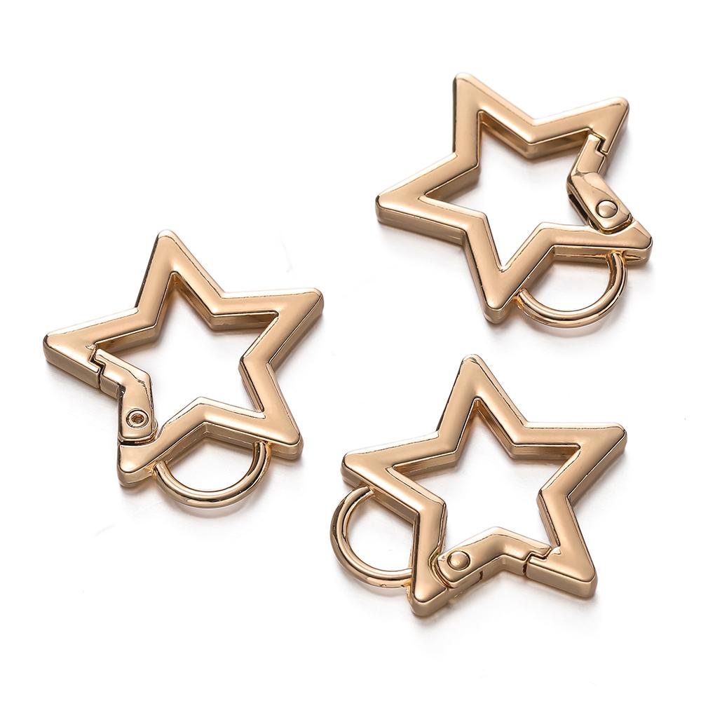 5pcs Pentagram Metal Ring Spring Clasp Star Shape Clasp Connection Buckle for DIY Jewelry Making Keychain Pendant Accessories