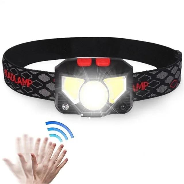 8 Modes Motion Sensor XPE+COB LED Headlamp Flashlight USB Rechargeable Waterproof Camping Head Lamp Running Fishing Headlight