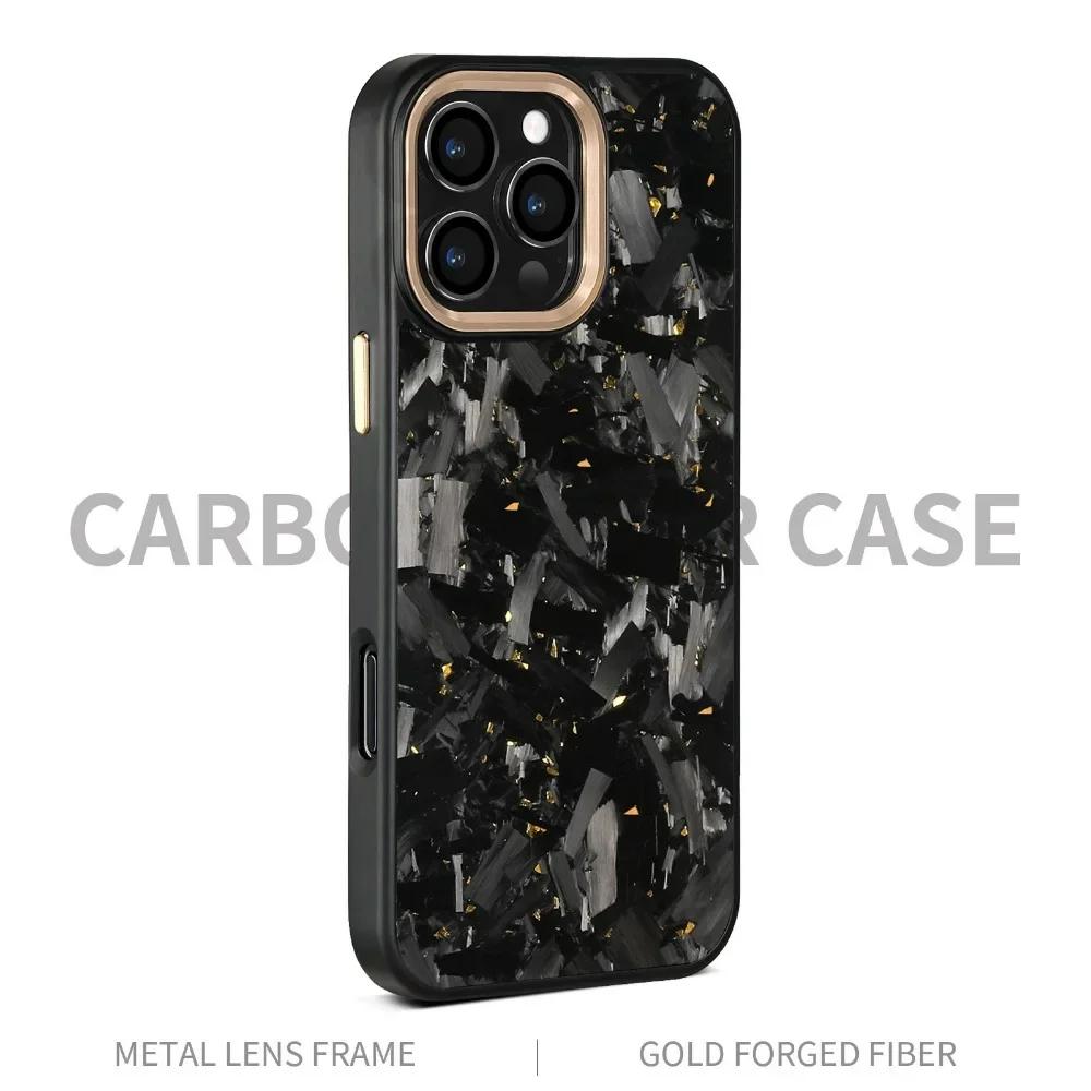 

Real Carbon Fiber Armor100% Cover For 16Promax 15 Pro Max 14 13 12 11 Case Metal Frame Wireless Charge Forged Fiber Cover iPhone 11 Promax