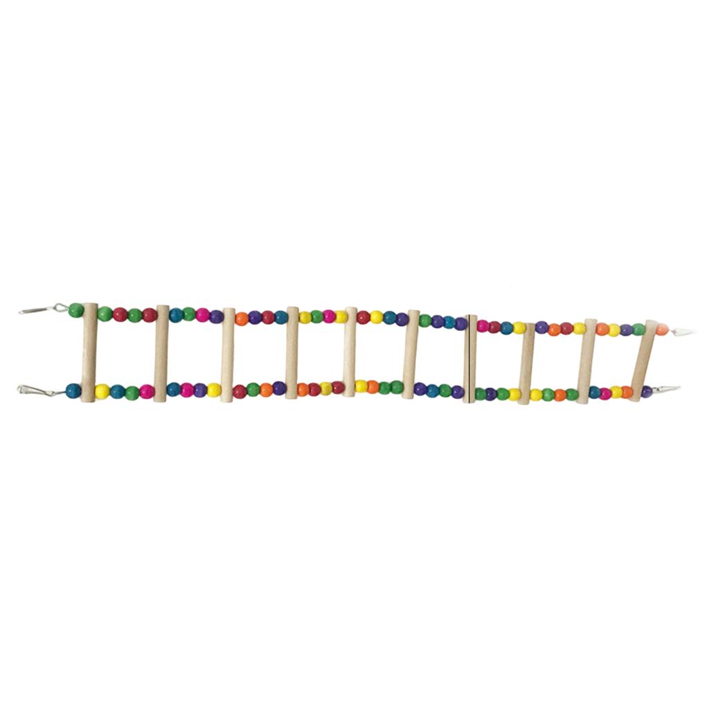Natural Wooden Bird Ladder Climbing Toy for Small To Medium Birds Parrot Perch Hanging Ladder with Metal Hooks Durable Safe Material