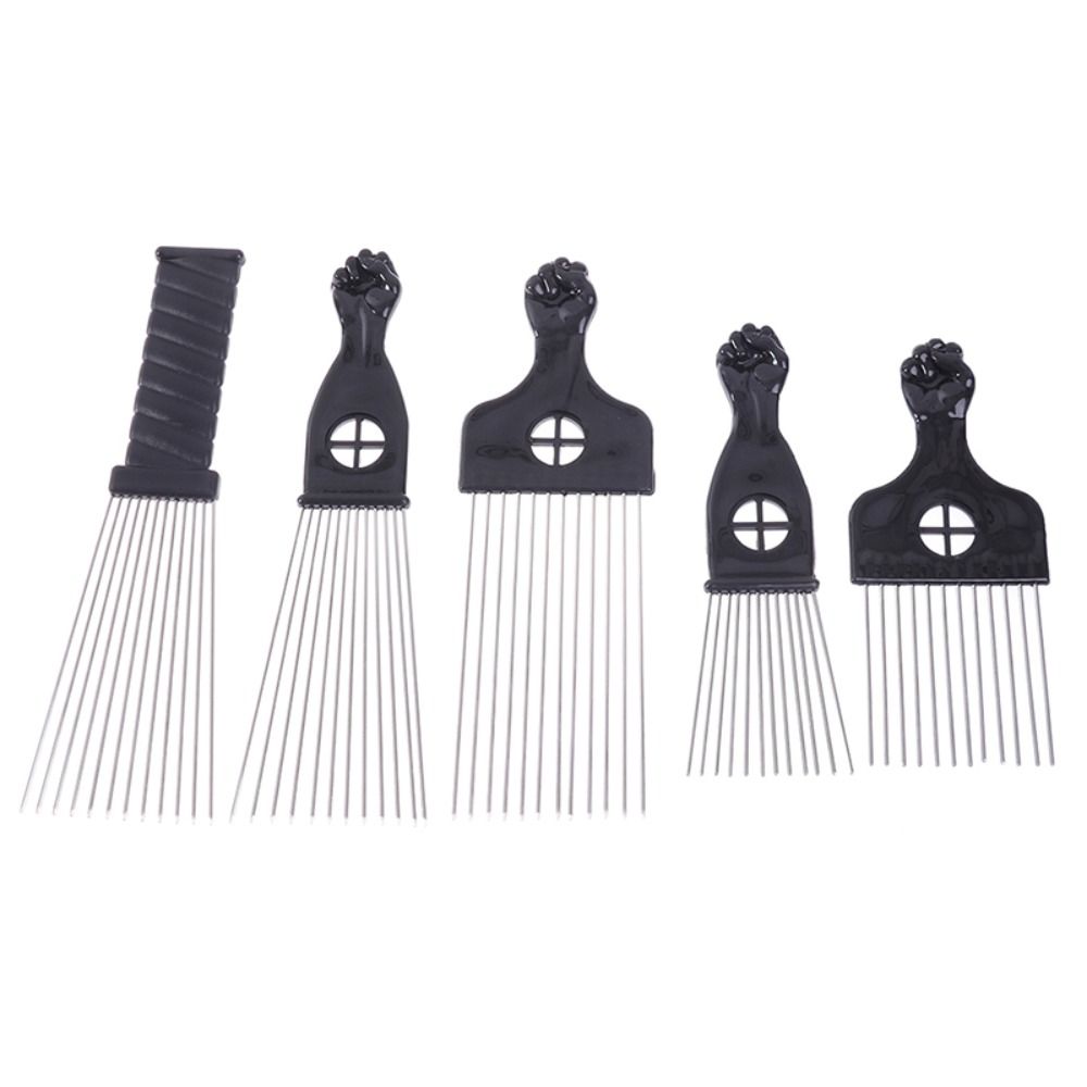 Professional African Hair Pik Comb Brush Black Fist American Pick Hair Combs Afro Metal Comb  Salon