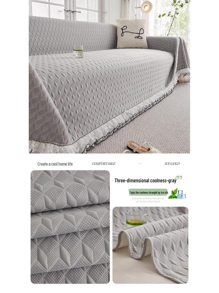 2025 3D Cooling Ice Silk Sofa Cover: All-in-One Summer Blanket & Cushion