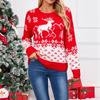 Women's Large Christmas Tree Hoodie Round Neck Red Sweater