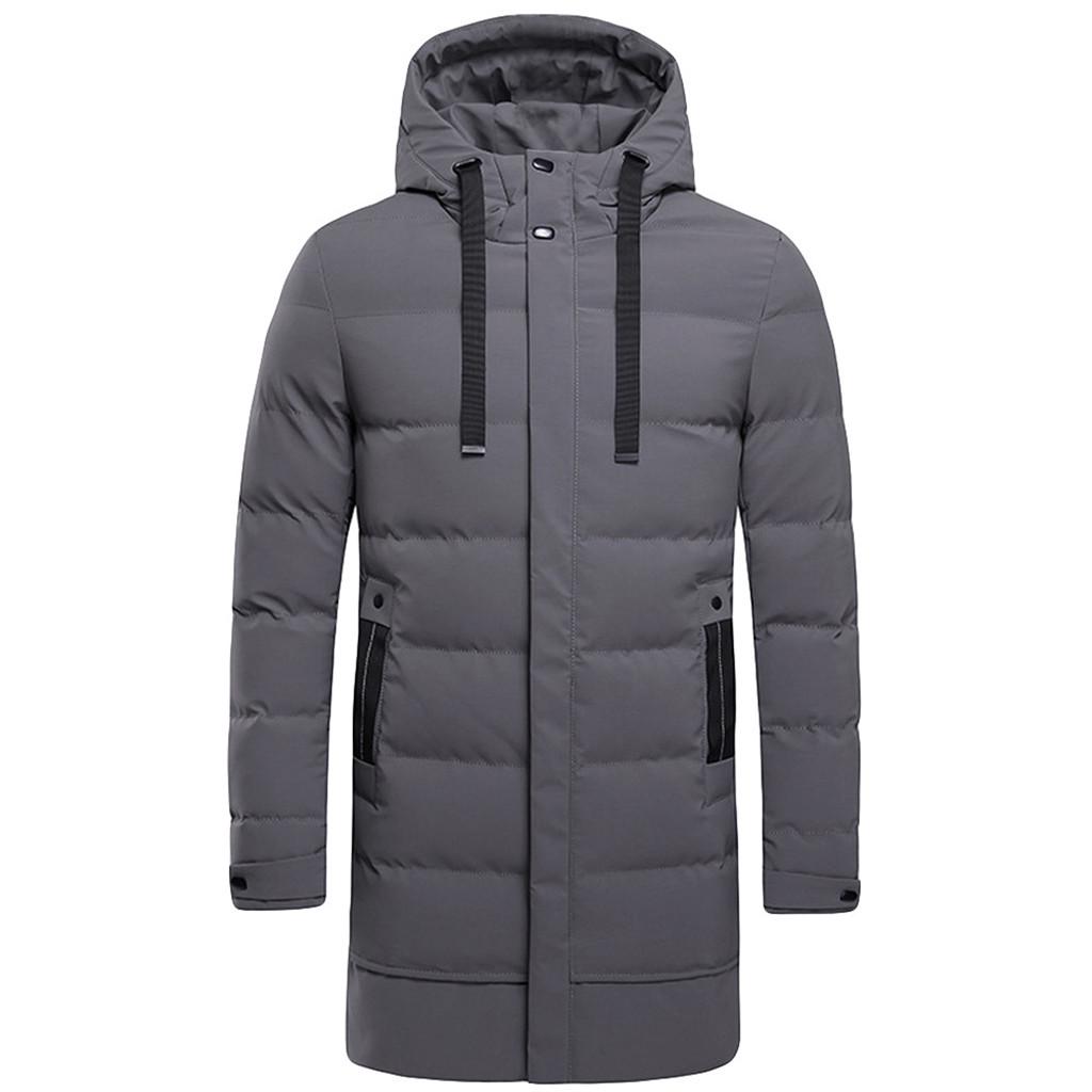 Pánská zimní móda Mikina s kapucí střední délky Zesílená bunda s vycpanou bavlnou