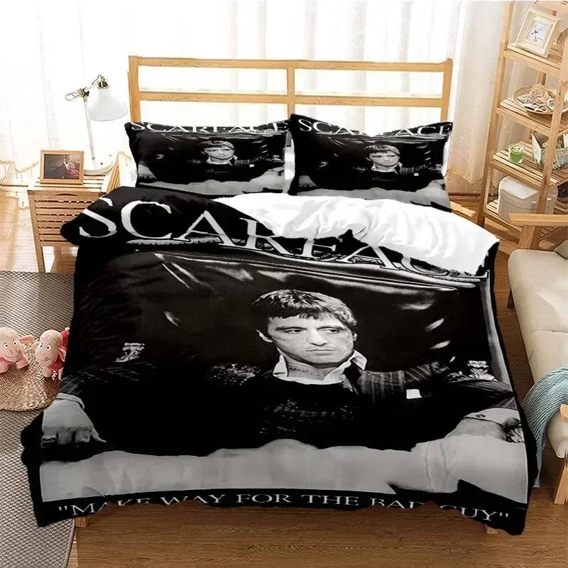 Tony Montana Scarfaces Printed Bed Set Duvet Cover Pillowcase Bedding Set Bed Linen Sheet Quilt Cover Full Queen King Size