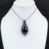Obsidian Eye 999 Copper Wire Wrapped Pendant, Handmade Gemstone Pendant Jewelry, Gifts For Wife Brand New Pendant