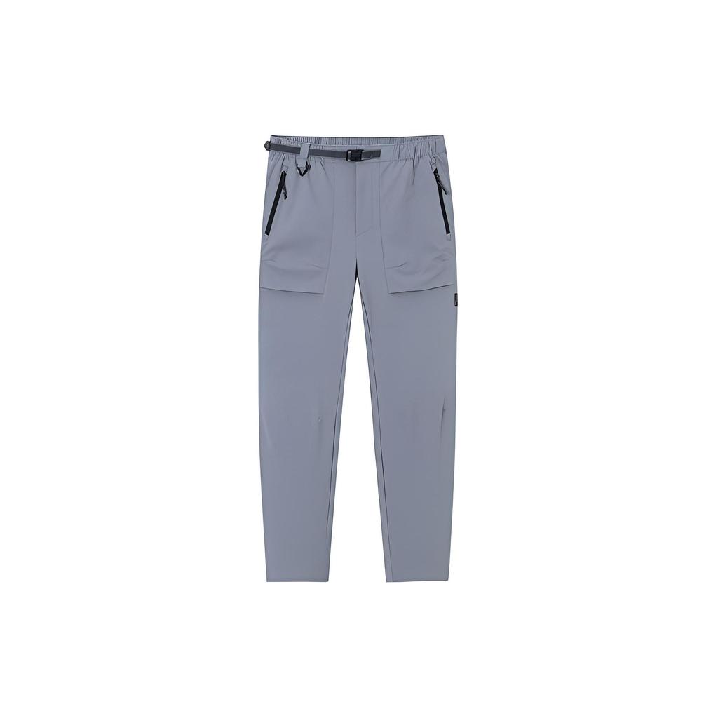 Anta Outdoor Series Solid Color Mid Waist Straight Leg Casual Pants Men Bottoms Pencil-Gray 152416501-2