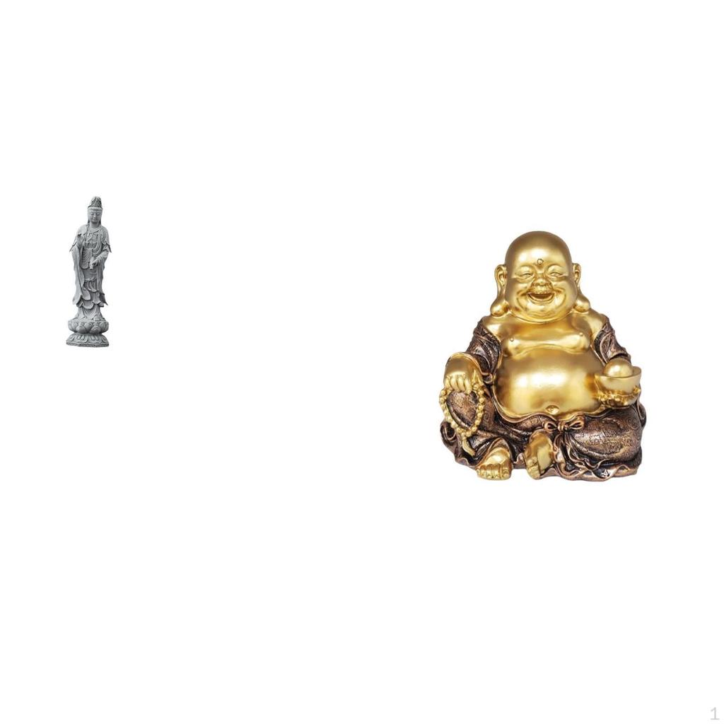 Guan Yin Maitreya Stone Sculpture Feng Shui Ornament Chinese Female Buddha Laughing Figurine