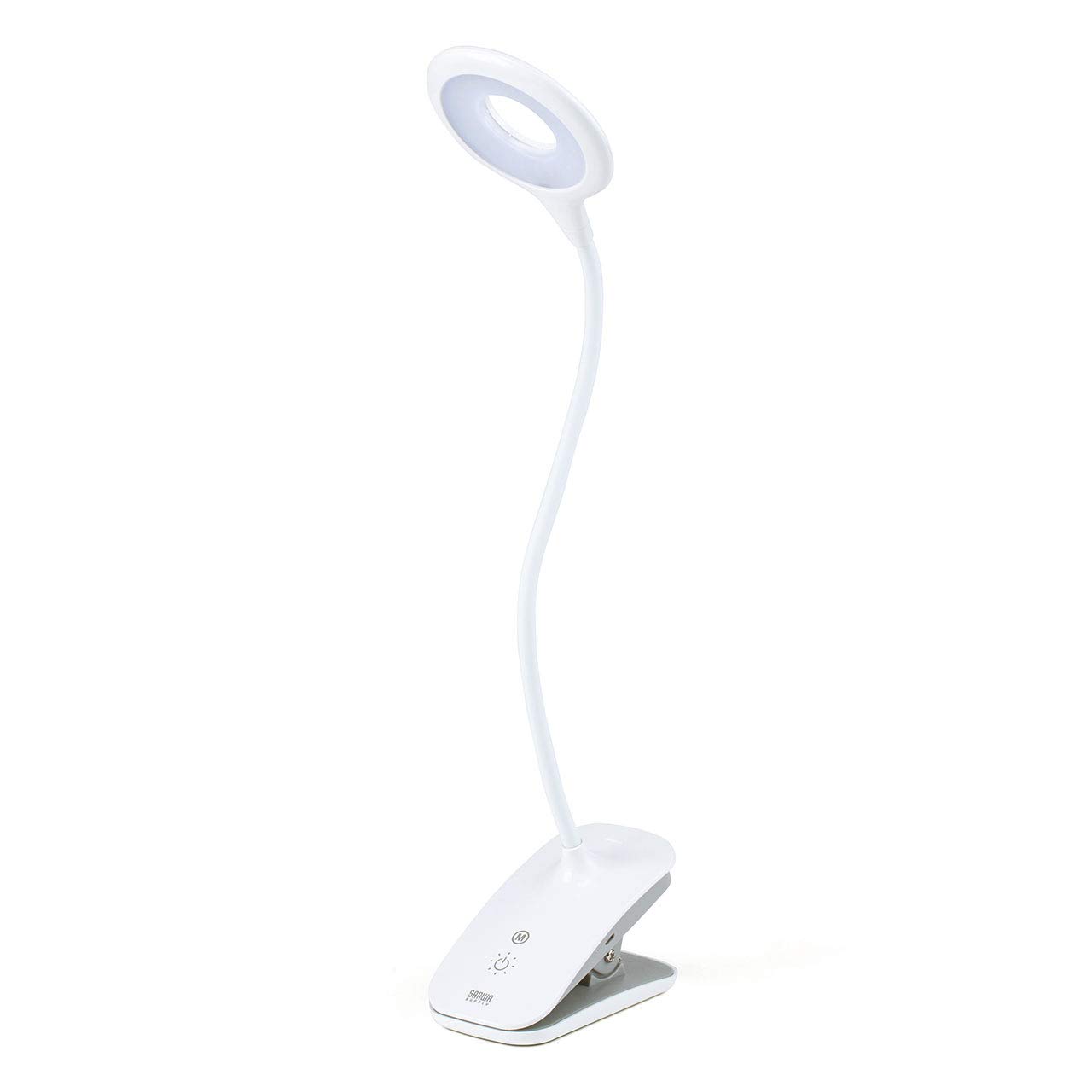 

Sanwa Direct LED Desk Lamp with Clip, Magnetic, Rechargeable, Cordless, Eye-Friendly, 3-Level DimmingColor Adjustment, 28cm Flexible Arm, White,