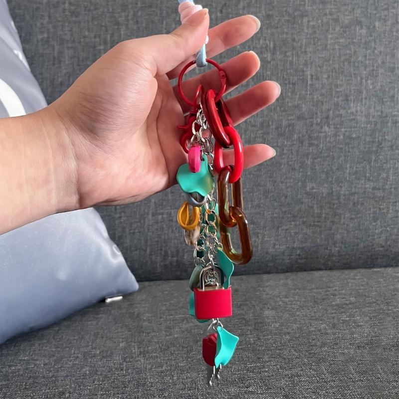 Miniature Lock and Key Pendant Keychain for Purses Backpacks Creative Handmade Gift Stylish Bags Purses Accessories