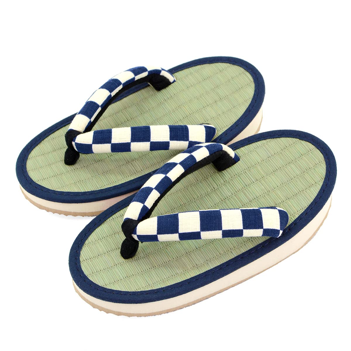 Детские татами-сандалии Takeharu для мальчиков, Сделано в Японии, Натуральные татами-маты с губчатой подошвой, Клетка/Темно-синий (120), 20см