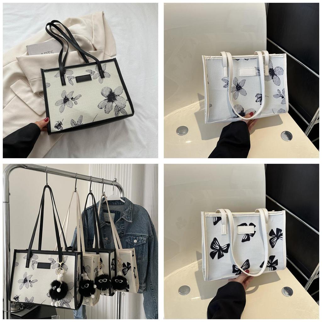 Stylish Simple Flower Pattern Square Bag Women's Casual Texture Shoulder Bag