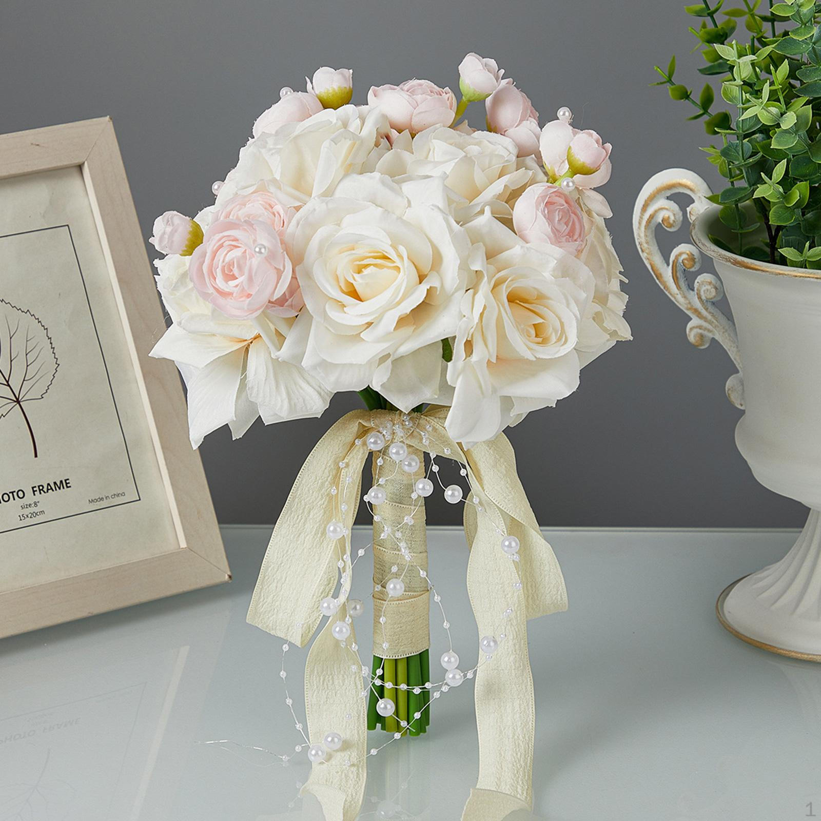 

Букет искусственных роз для свадьбы и девичника светло-розовый