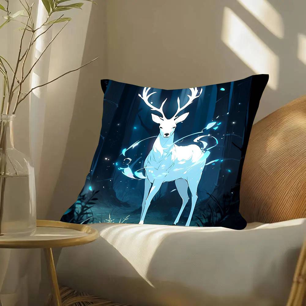 Deer Forest Animals Pillow Case Fashion Square Pillowcase Bedroom Sofa Room Ins Decoration Leisure
