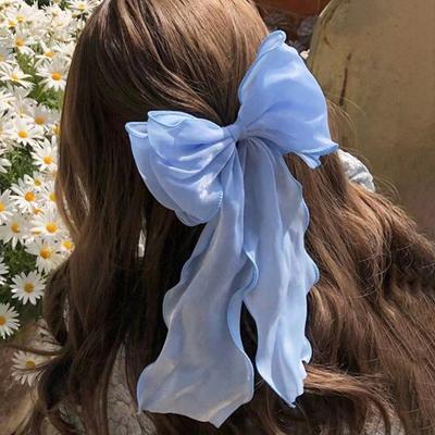 Frauen Haar Clip Mesh Garn Band Bowknot Dekor Cartoon Haar Pin mit Lange Schwanz Süße Haar Zubehör