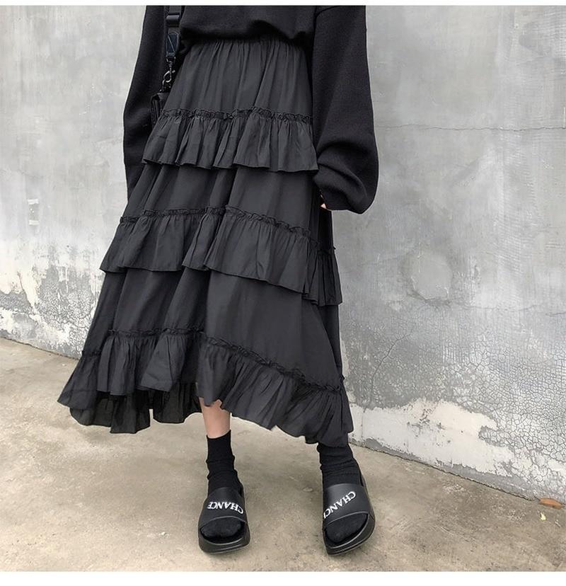 Fashion Plus Size White Fairy Women Skirt Elegant Pleated Cake Skirt Female Solid Vintage Chiffon Skirt Jupe Femme 15632