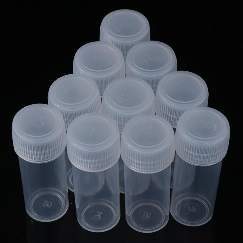 New Sale 10Pcs 5ml Plastic Test Tubes Vials Sample Container Powder Craft Screw Cap Bottles for Office School Chemistry Supplies