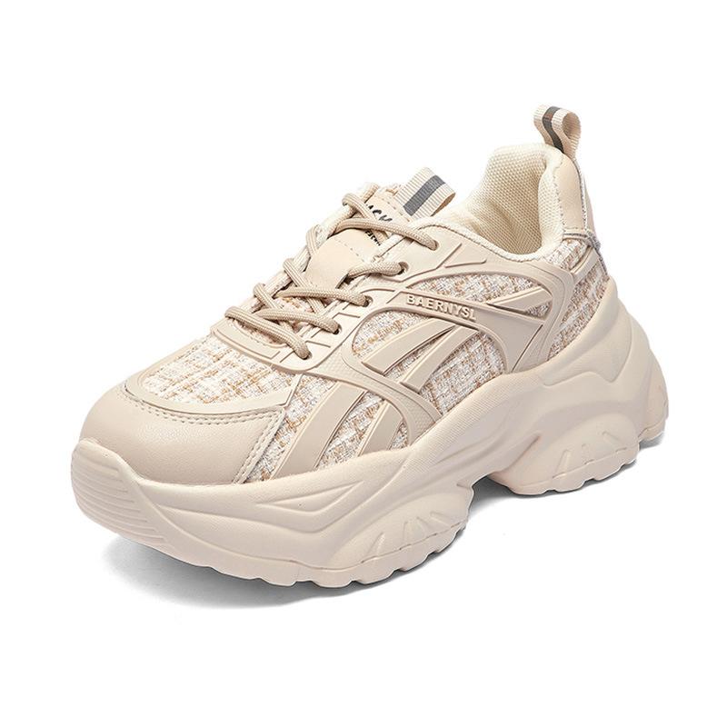 Plaid dad shoes women's platform spring 2025 new casual sports shoes fried street ins trendy white heightening shoes