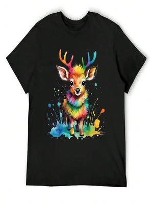 Rainbow Deer T-Shirt Korean Fashion Plus Sizes Anime Tshirt Tees Unisex Clothes