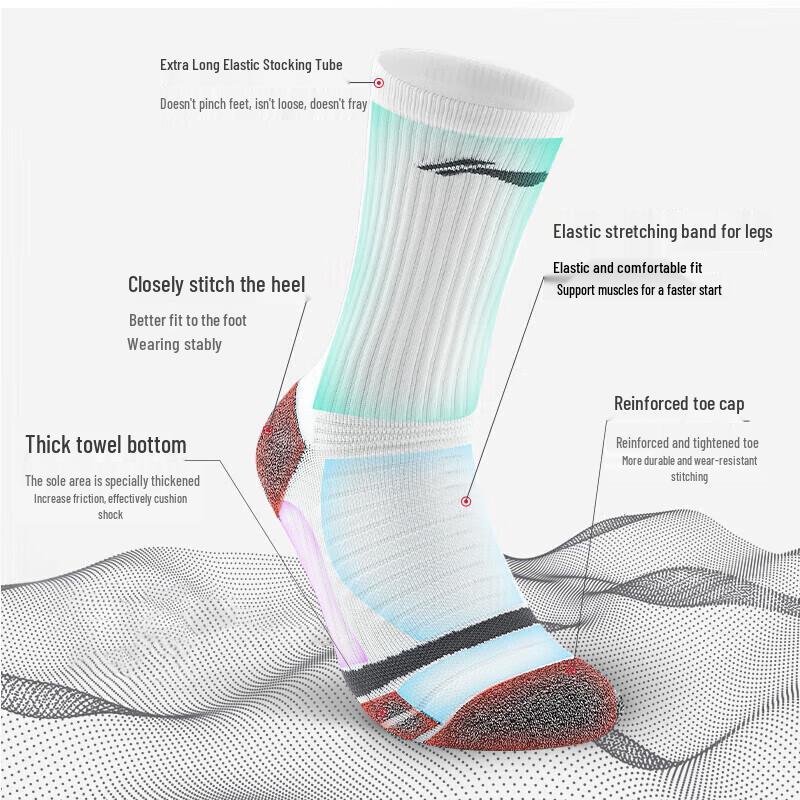 LI-NING Men's Thickened Terry Sports Socks