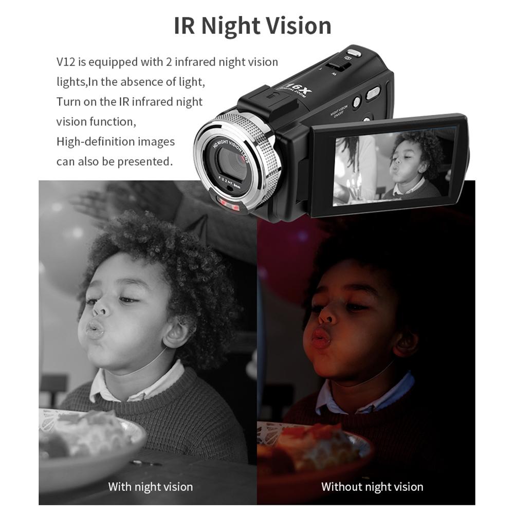 1080P Full HD 16X Digital Zoom Recording Video Camera Portable Camcorder with 3.0 Inch Rotatable LCD Screen Remote