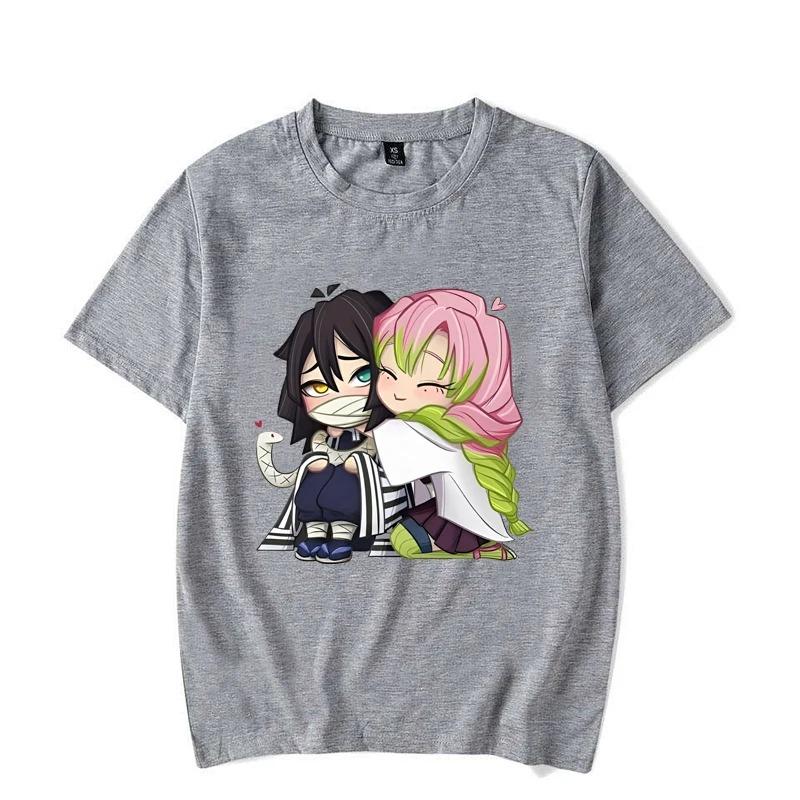 2026 Funny Kanroji Mitsuri Iguro Obanai Cartoon Print T-Shirt Couple Casual Loose Short Sleeve Round Neck Harajuku Tops Clothing