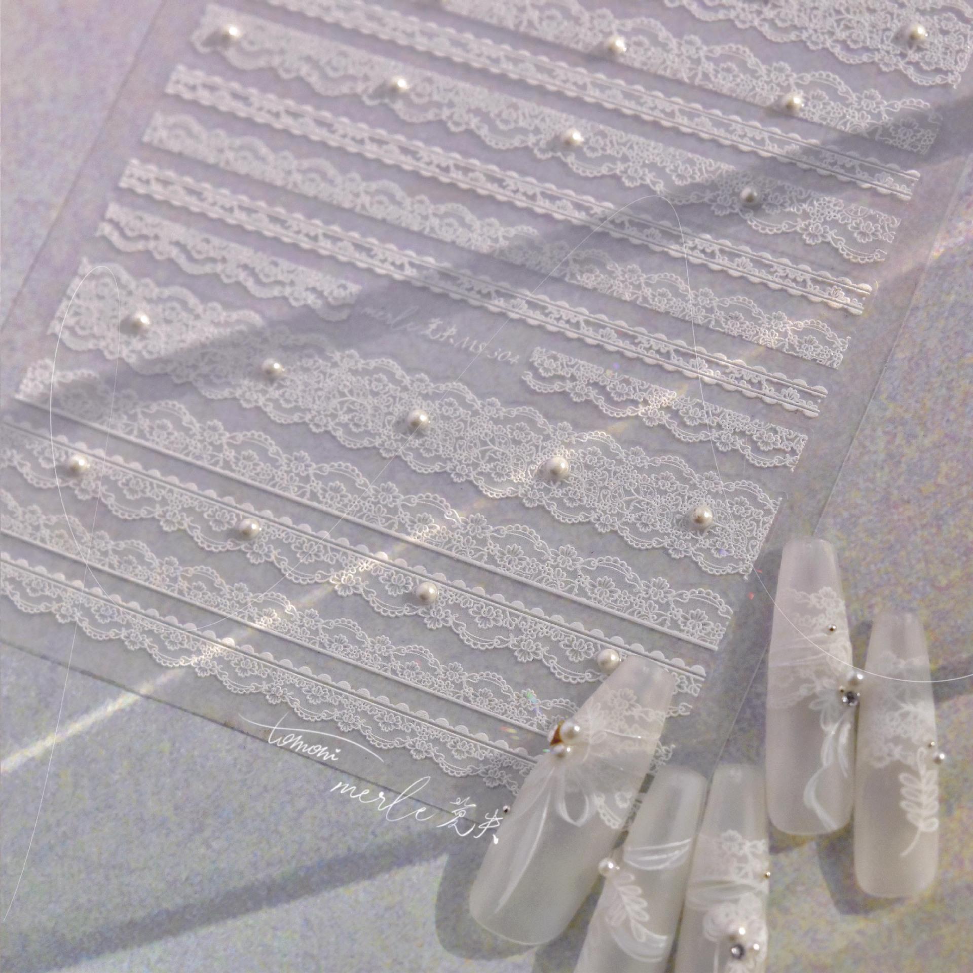 Кристально-кружевная полосатая наклейка для дизайна ногтей своими руками креативная — фото 7