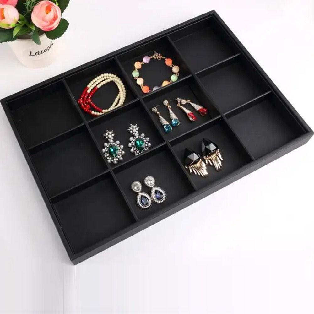 Multi Compartments PU Leather Jewelry Pallet Stackable Jewelry Drawer Inserts  Necklaces