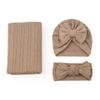 Cross-Border Baby Swaddling Blanket Set Foreign Trade Newborn Solid-Color Polyester-Cotton Swaddle Three-Piece Set 85x90cm