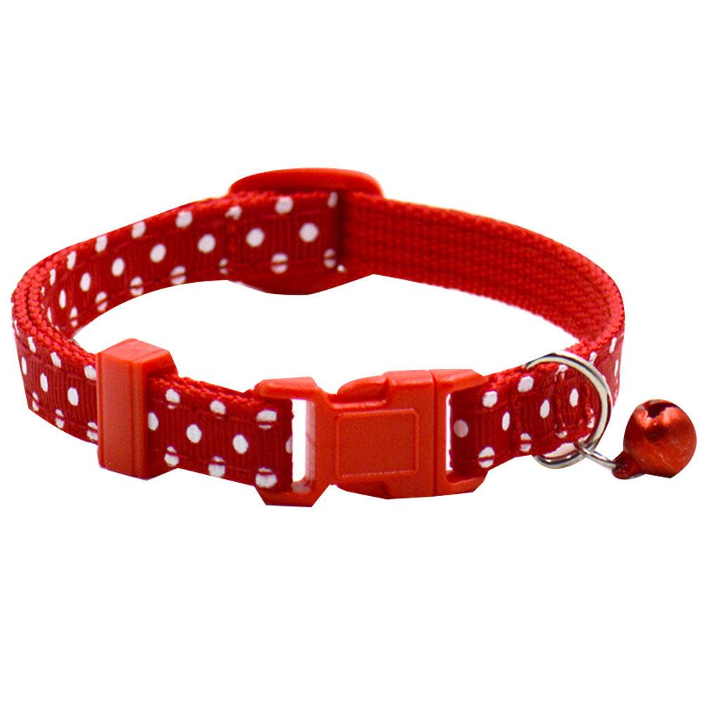 Pet Bell Collar Polka Dots Adjustable 7.5-12 Inch Width 1.0cm Plastic Buckle Small Dog Kitten Puppy Bell Collar Christmas