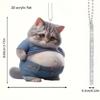 1pc Cute 2D Cat Crystal Charm - Perfect Car Decoration and Keychain Accessory, Ideal Holiday Gift