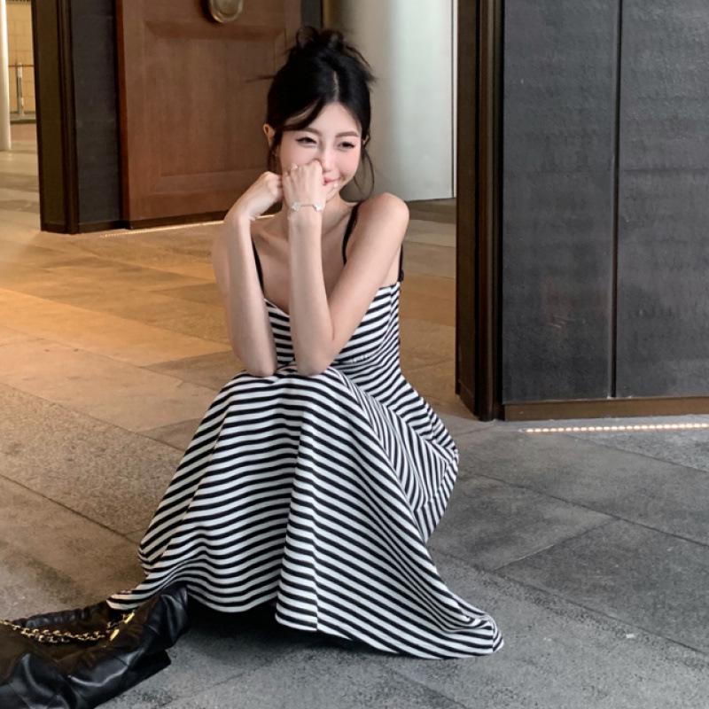 Trendy 2025 Summer Striped Backless Camisole Dress for Women